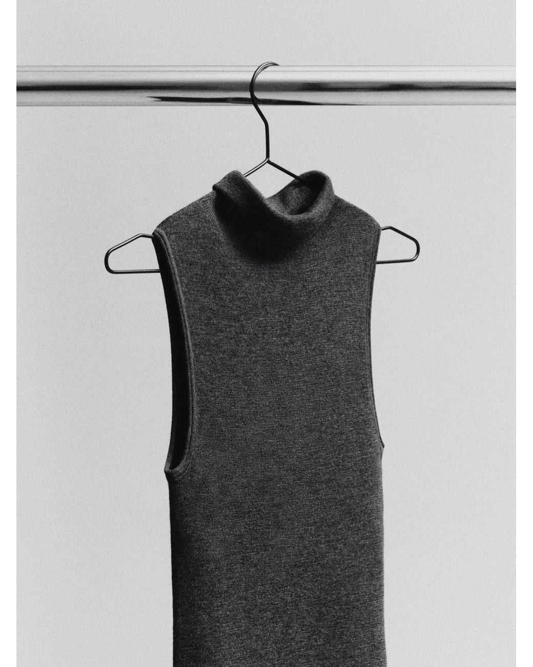 COS Black Seamless Merino Wool Turtleneck Top