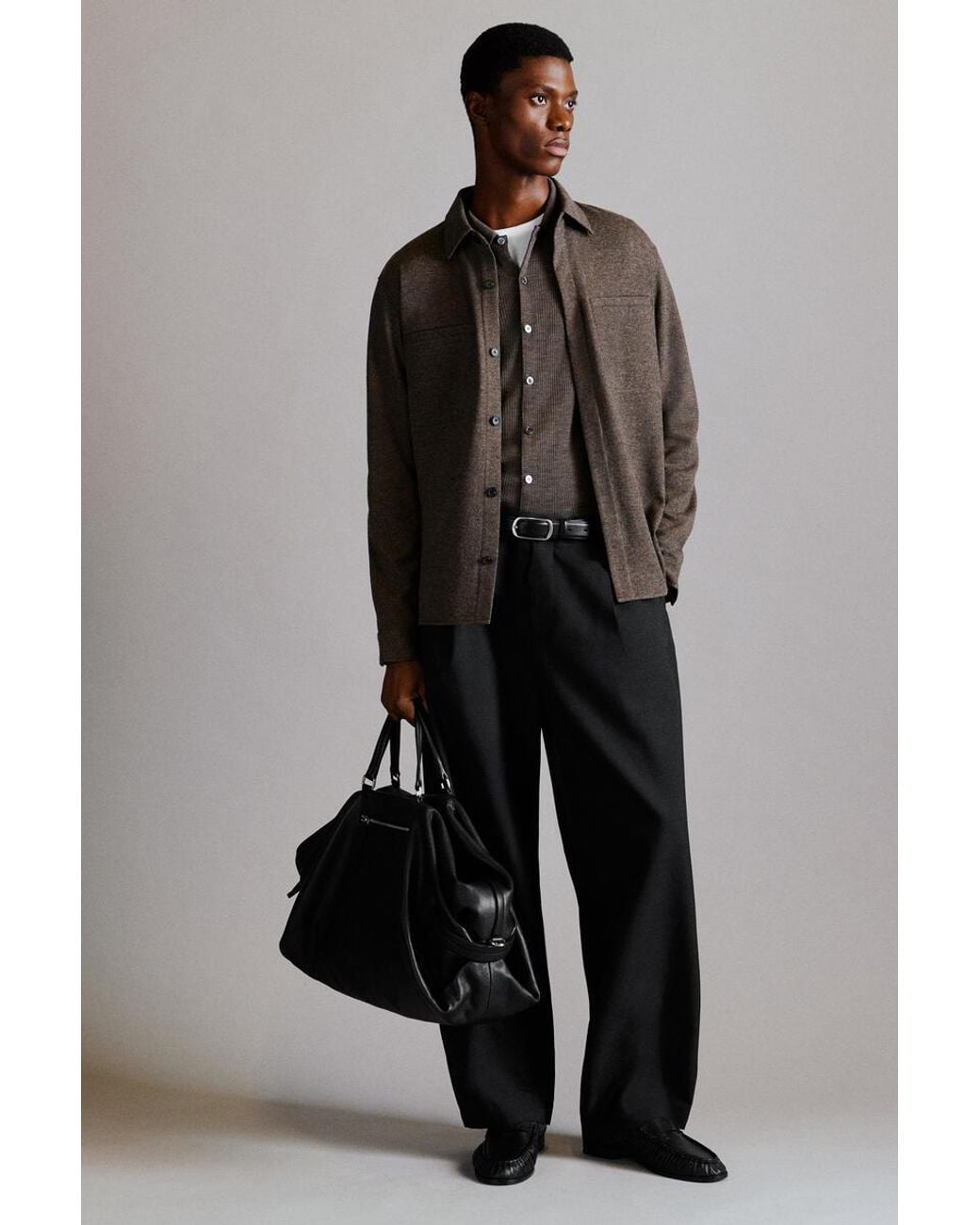 COS Brown Relaxed Mélange Jersey Overshirt for men