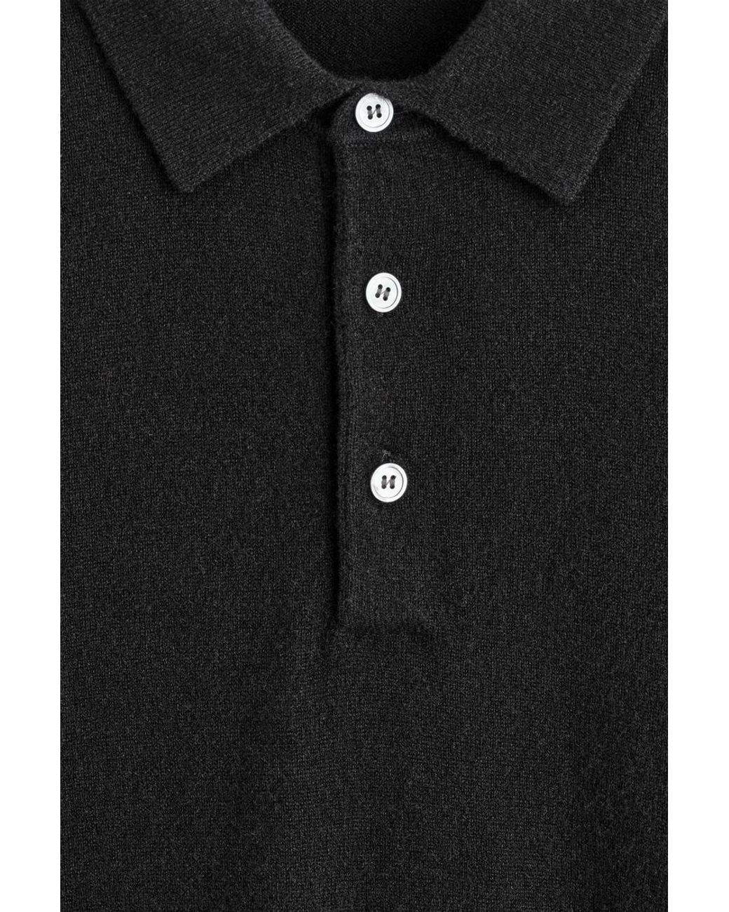 COS Black Seamless Pure Cashmere Polo Shirt for men