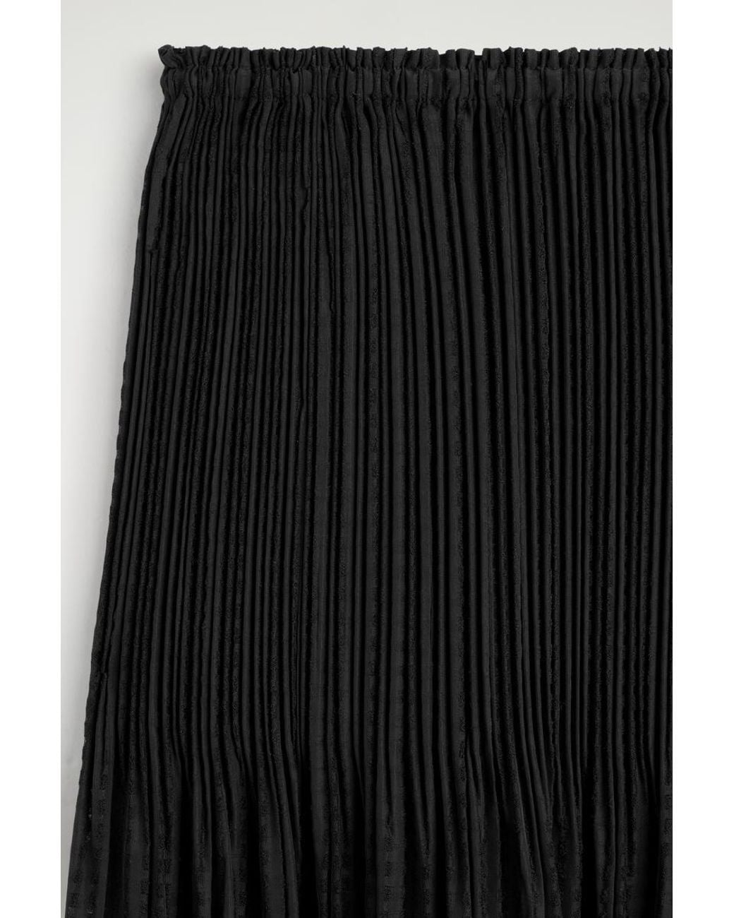 COS Black Pleated Jacquard Midi Skirt