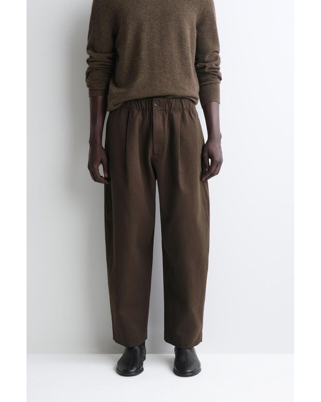 COS Brown Pleated Relaxed-Fit Barrel-Leg Pants for men