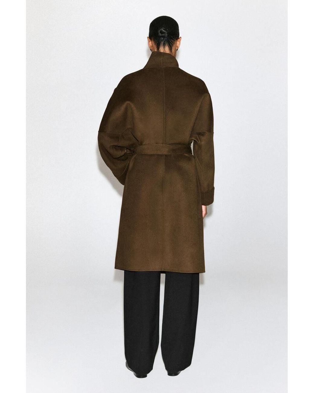 COS Brown Oversized Double-Faced Wool Shawl Coat
