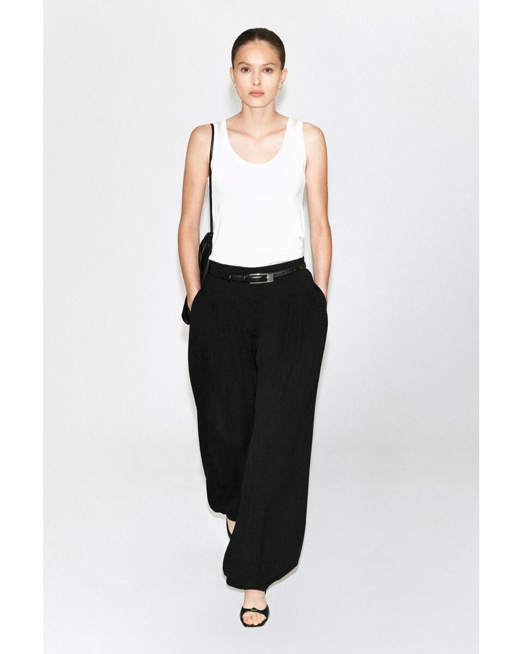 COS Black Pleated Crepe Balloon Pants