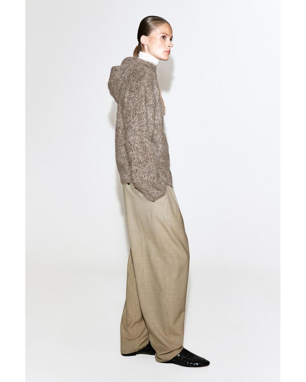 COS Natural Chunky Brushed-Cashmere Hoodie