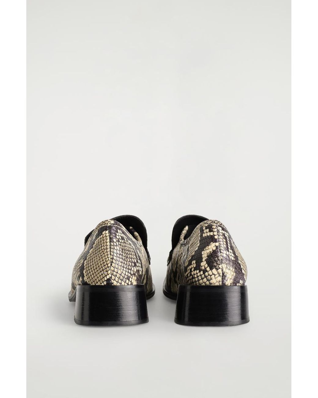COS Square-Toe Leather Heel Loafers in Natural | Lyst