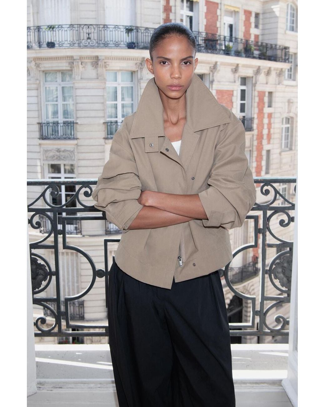COS Natural Rounded Short Trench Jacket