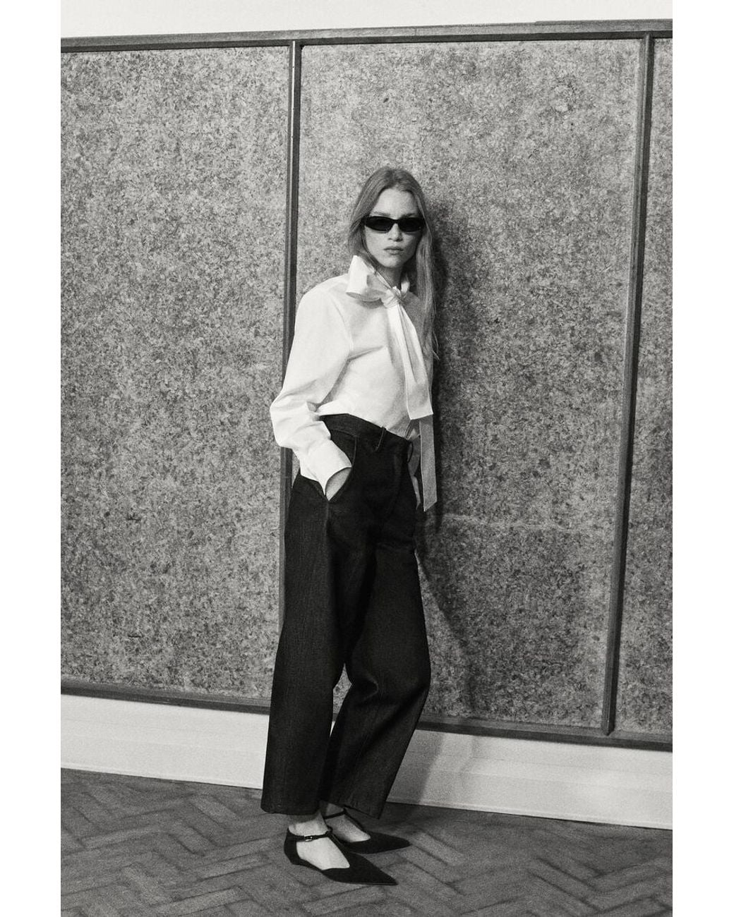 COS White Bow-Detail Cotton Blouse