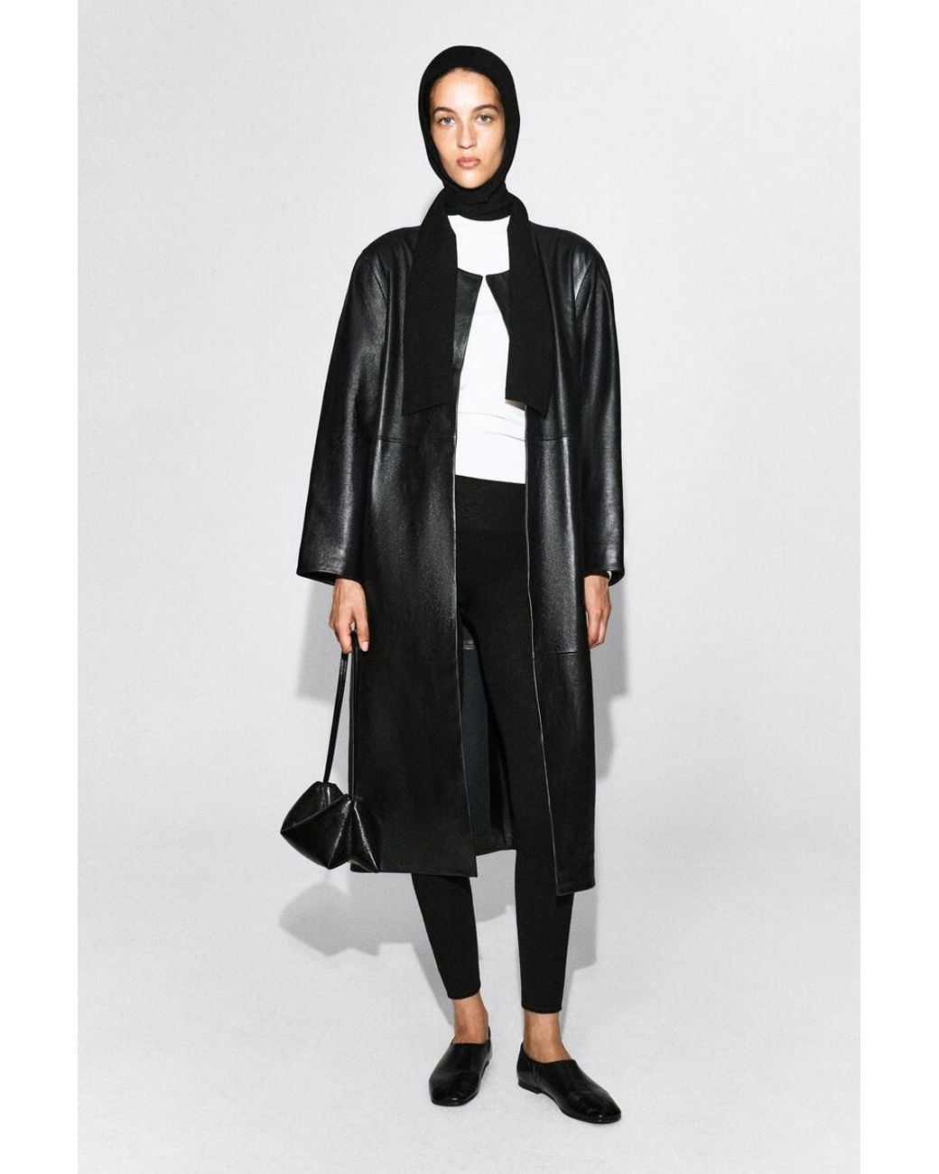 COS Black Merino Wool Hooded Scarf