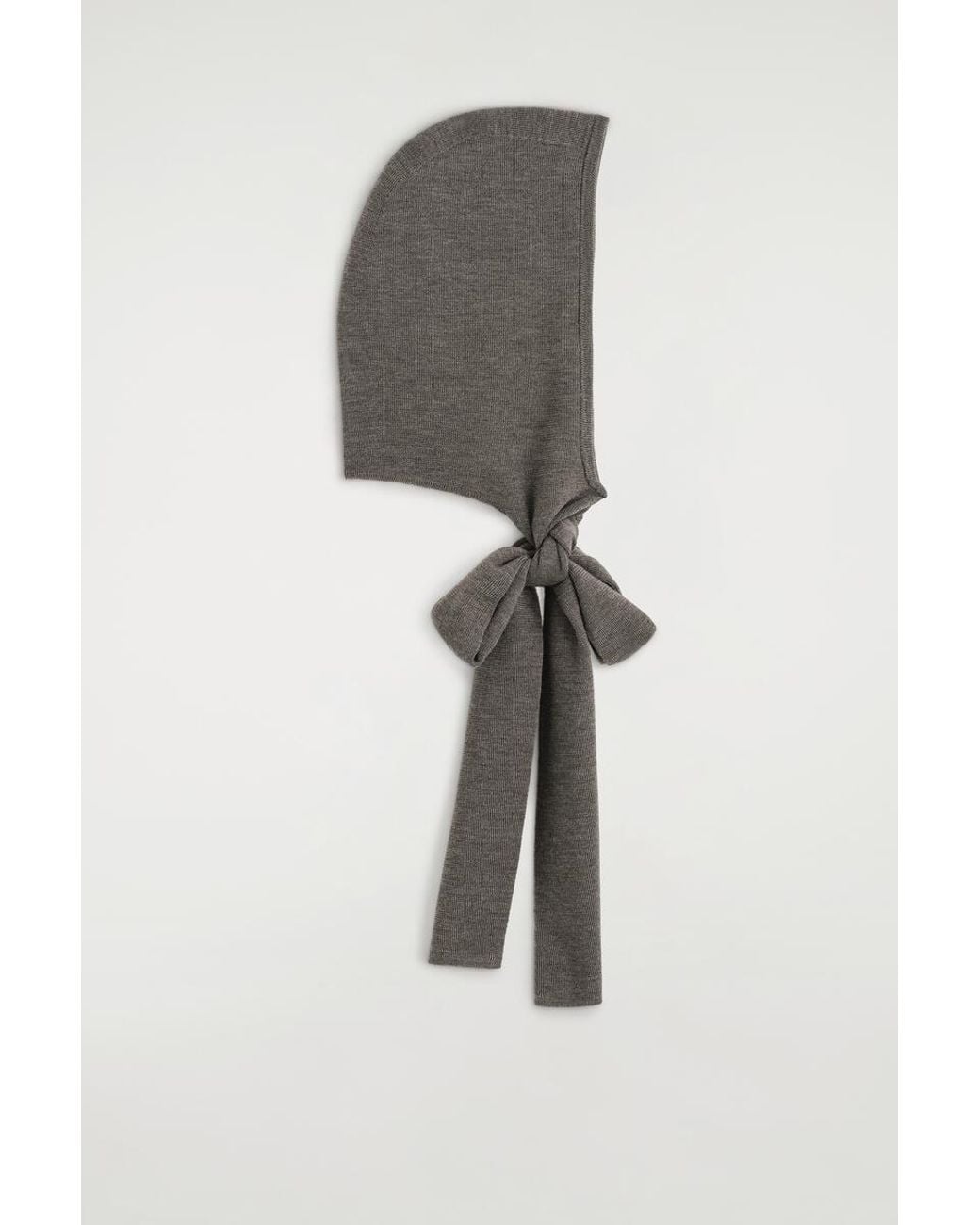 COS Gray Merino Wool Hooded Scarf