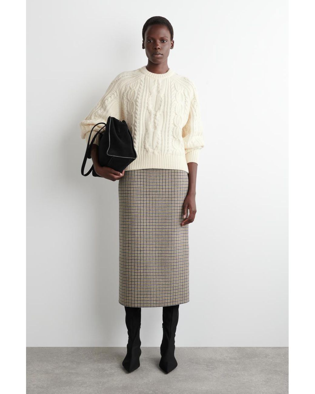 COS Natural Cable-Knit Wool-Cashmere Sweater