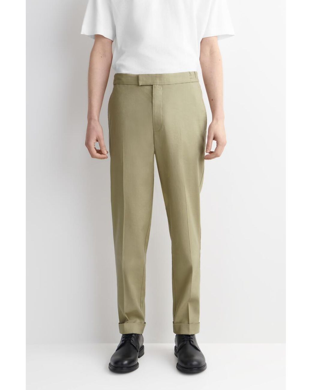 COS Green Linen-Cotton Slim-Fit Straight-Leg Trousers for men
