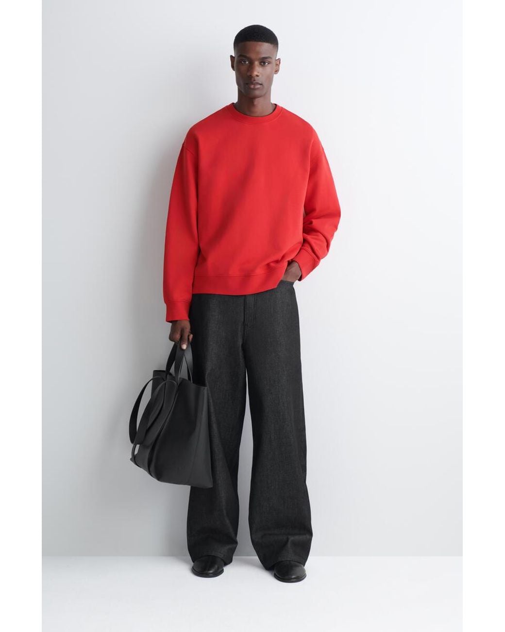 COS Red Washed-Cotton Sweatshirt for men
