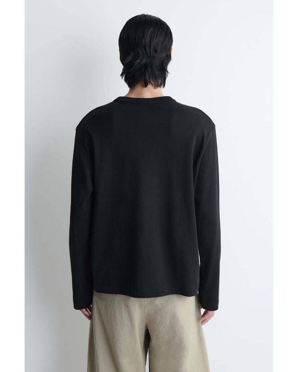 COS Black Relaxed Jersey Interlock Long-sleeved T-shirt for men