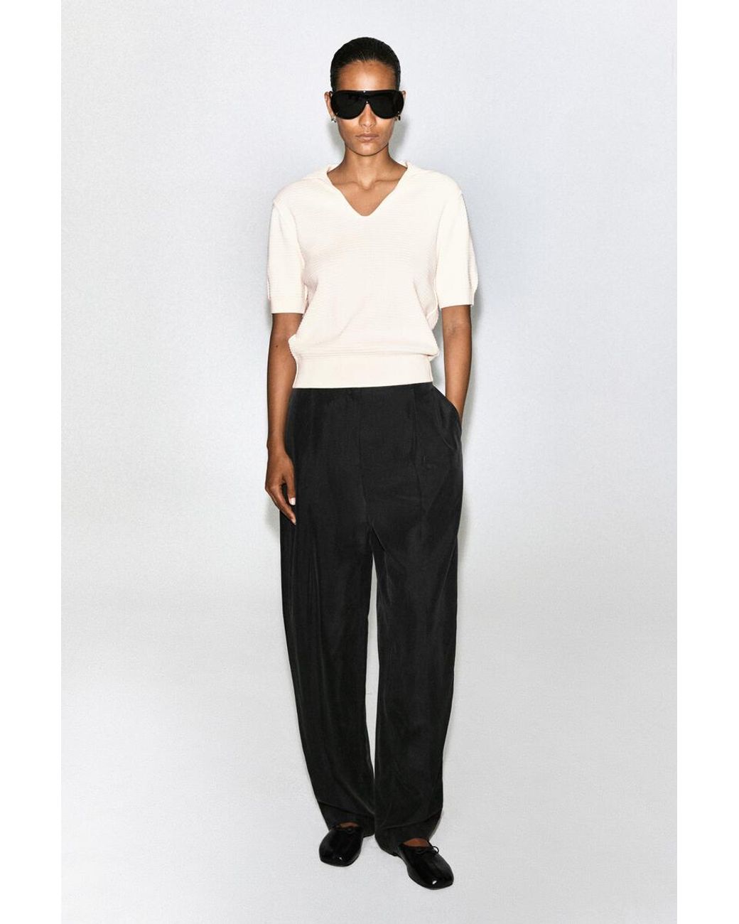 COS Natural Sailor-Collar Knitted Top