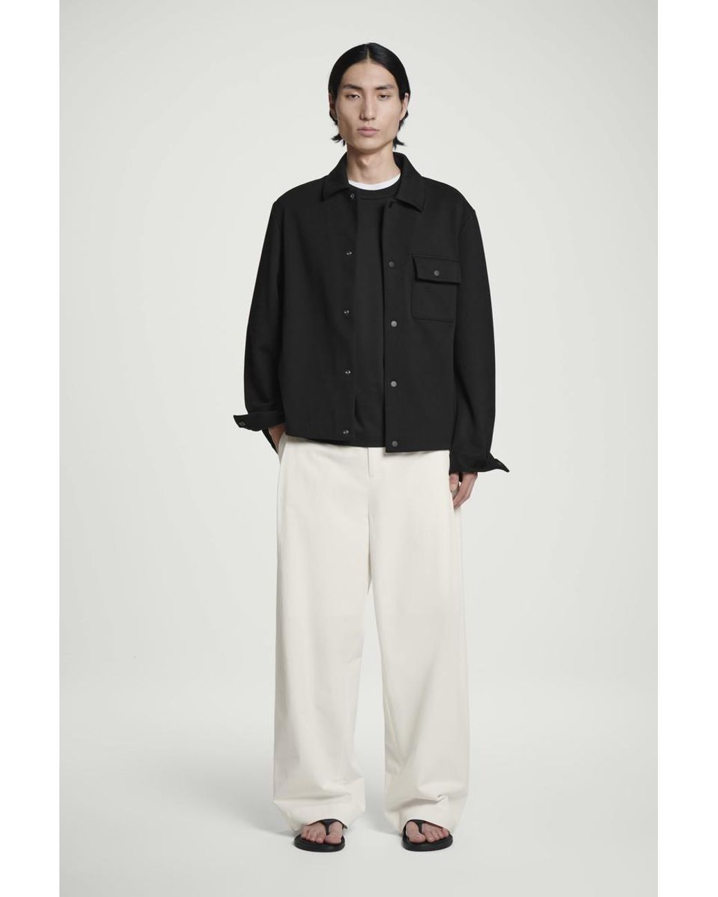 COS Jersey-Twill Shirt Jacket in Black for Men | Lyst