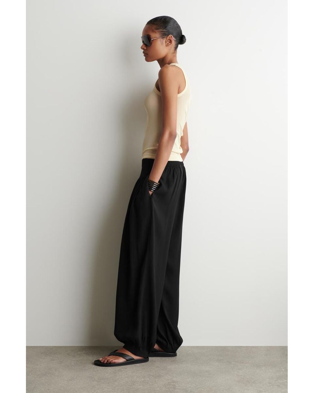 COS Natural Ribbed Silk Tank Top