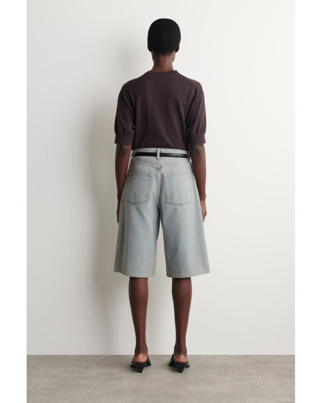 COS Gray Knee-Length Denim Shorts