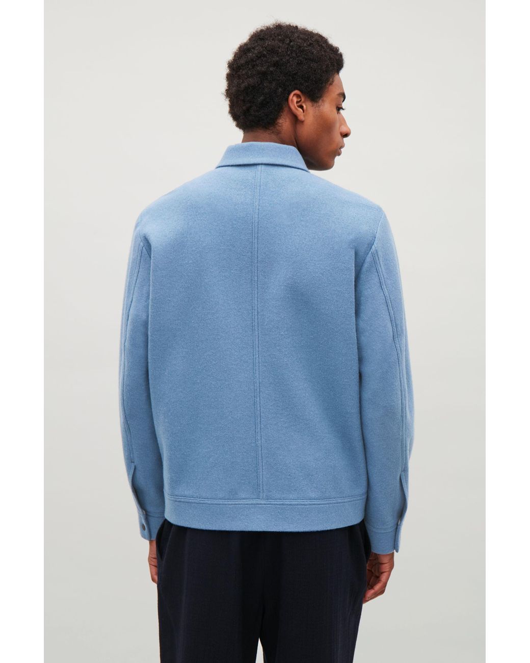 COS Boiled Wool Jacket in Blue Lyst UK