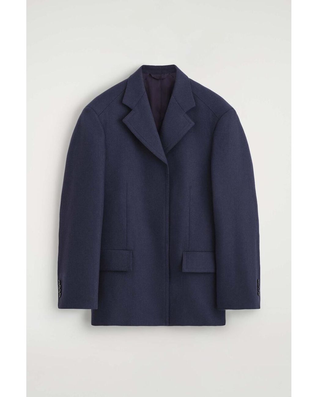 COS Blue Structured Wool-Blend Blazer