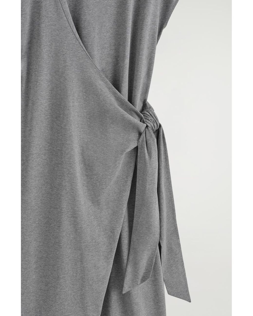 COS Gray Wrap-Front T-Shirt Dress
