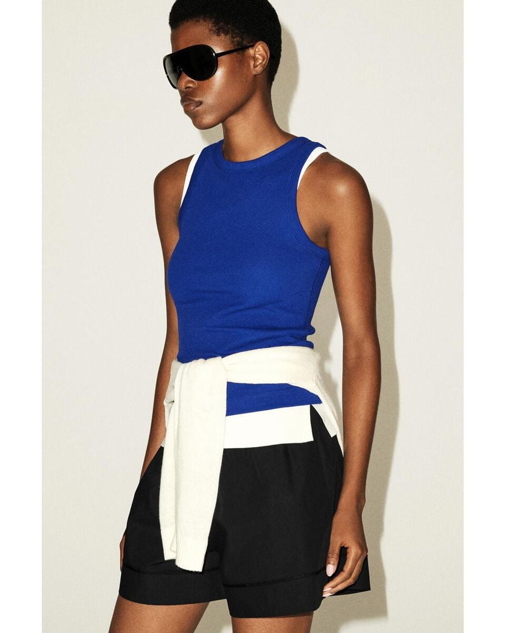 COS Black Elasticated Grosgrain-Detail Cotton Shorts