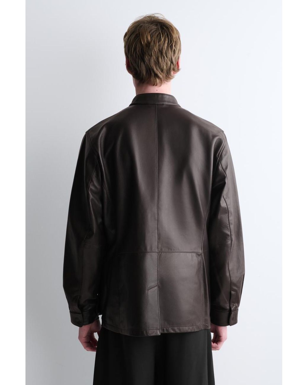 COS Black Burnished Nappa Leather Jacket for men