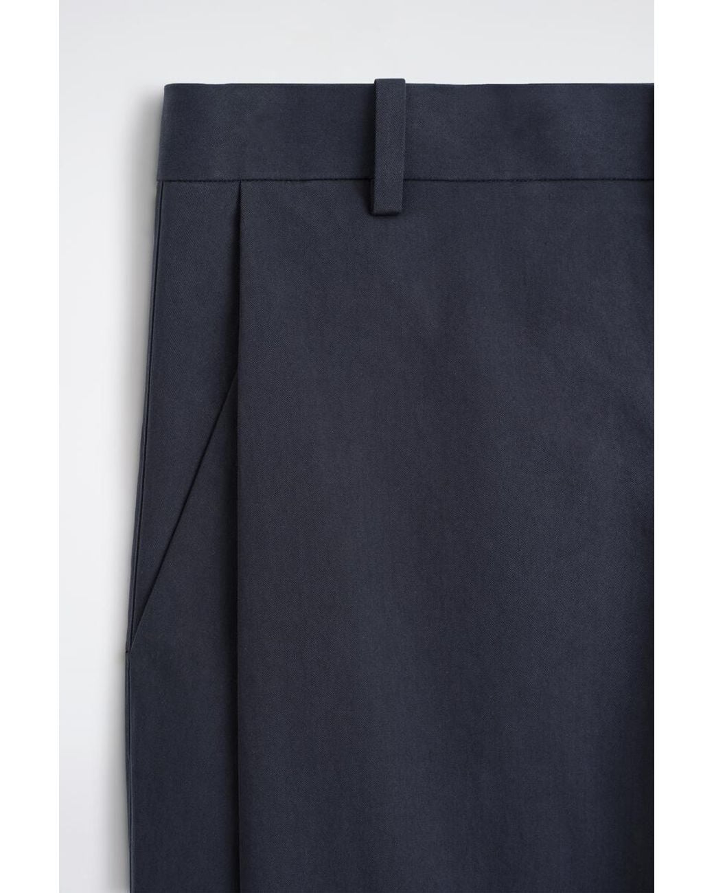 COS Blue Pleated Cotton Relaxed-Fit Wide-Leg Trousers for men