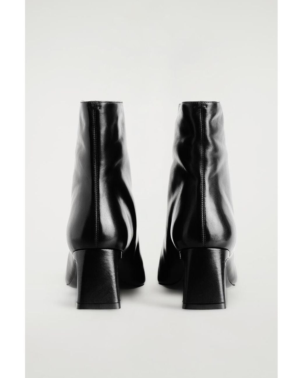 COS White Angular Leather Heeled Ankle Boots