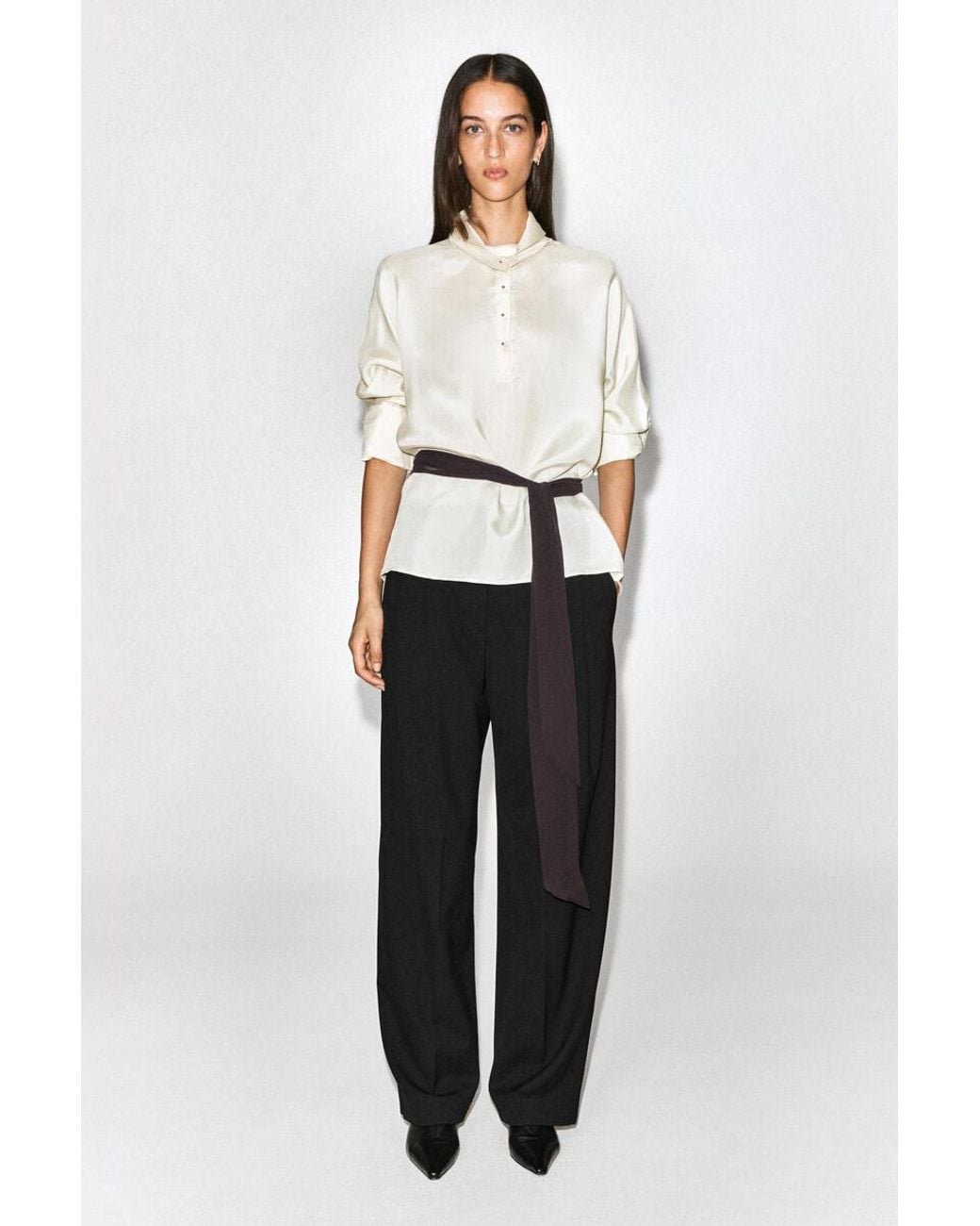 COS White Slim Sheer Silk Scarf