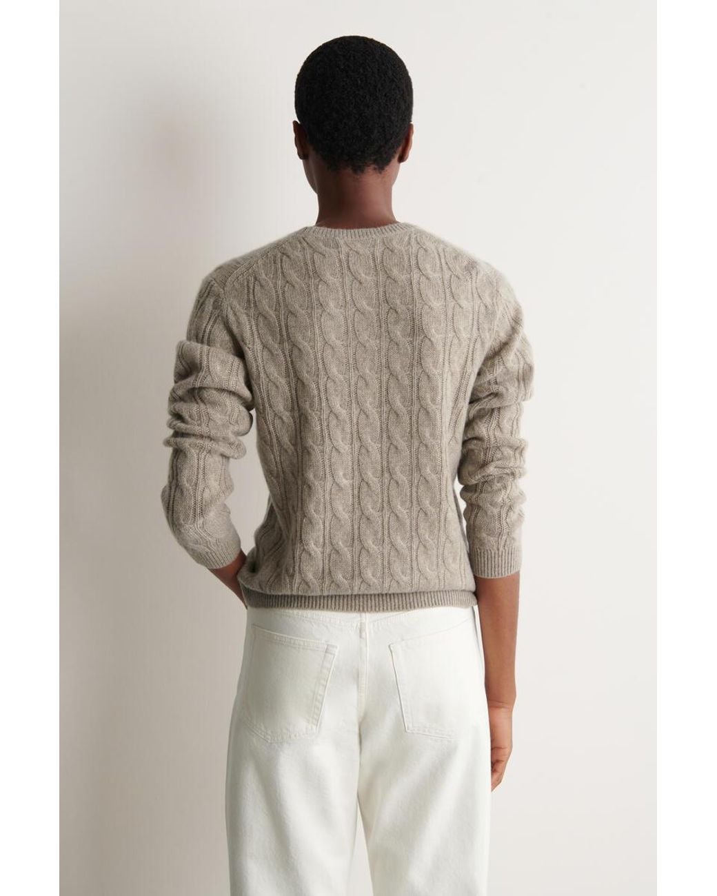 COS Natural Cable-Knit Pure Cashmere Sweater