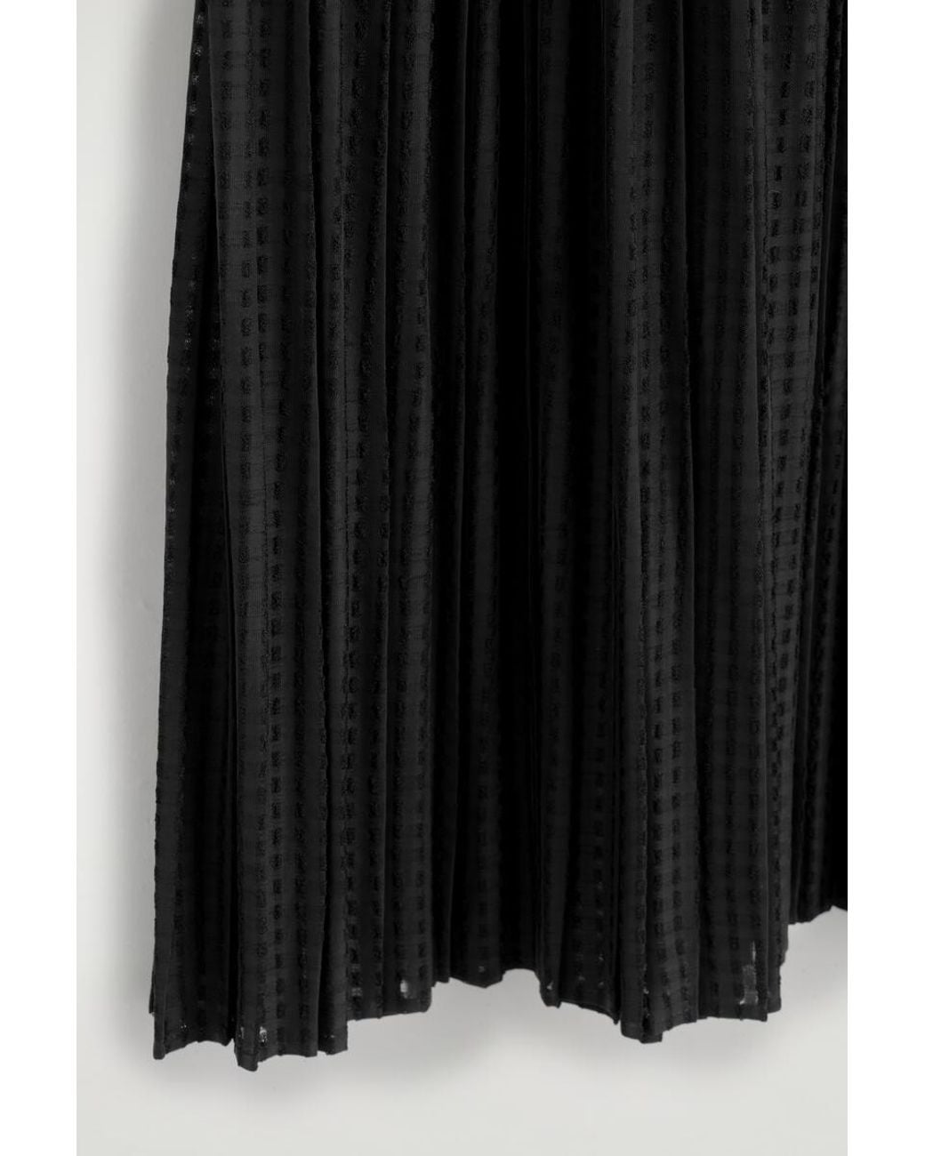 COS Black Pleated Jacquard Midi Skirt