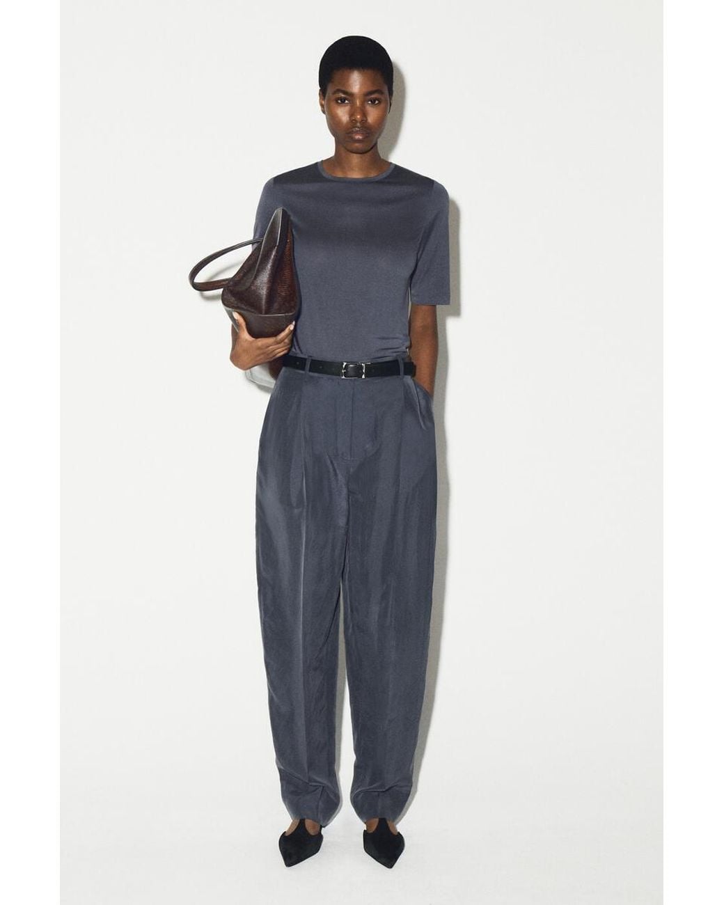 COS Blue Fluid Silk T-Shirt