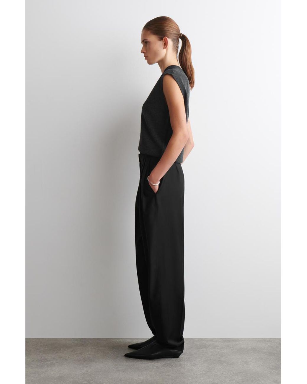 COS Black Merino Wool V-Neck Vest