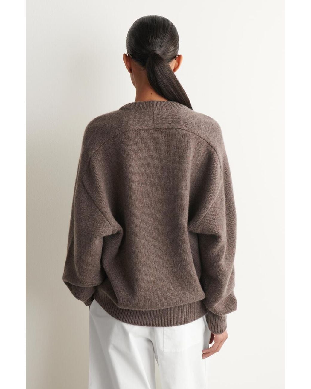 COS Brown Rounded Pure Cashmere Crew-Neck Jumper