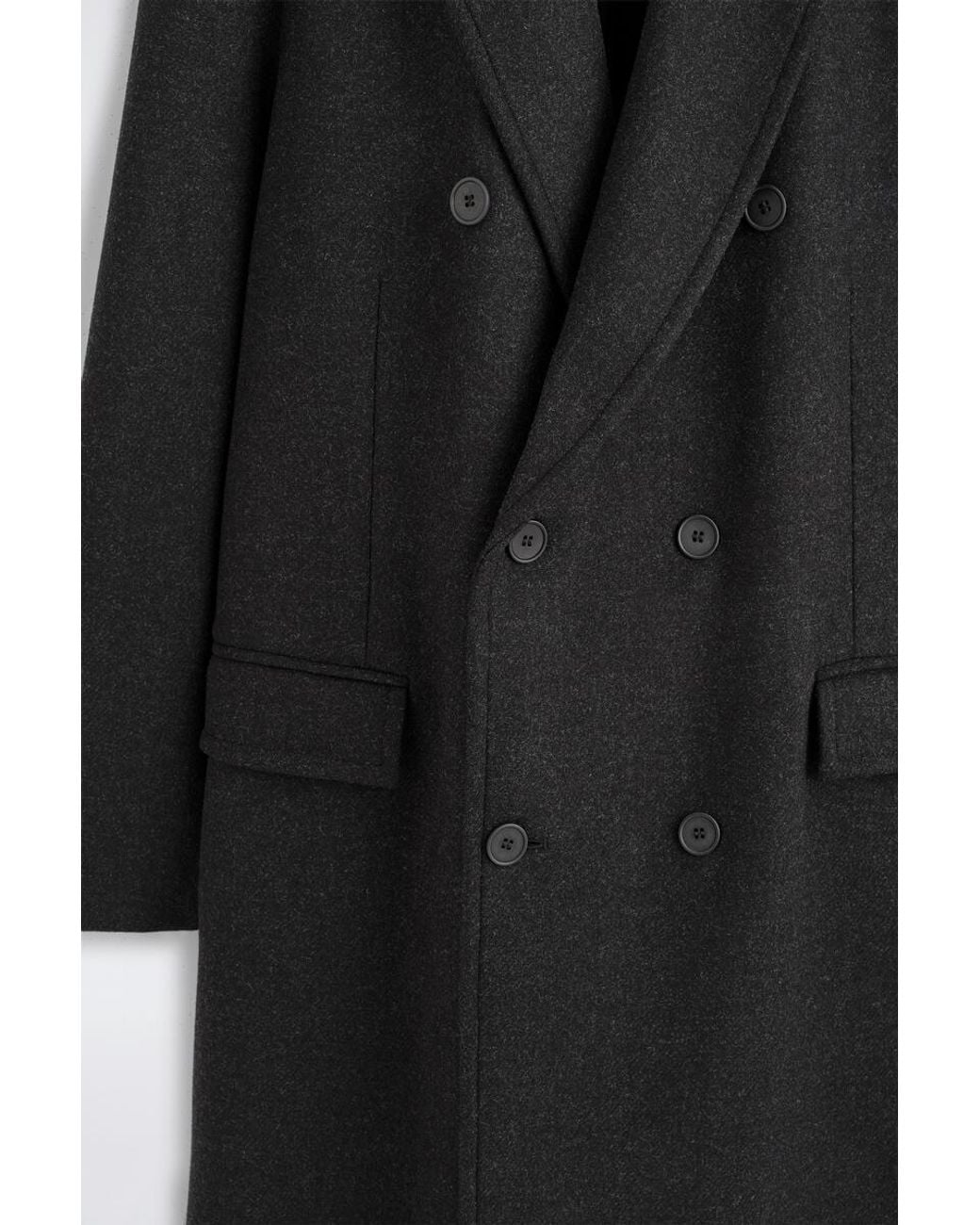 COS Black Double-Breasted Wool-Blend Long Coat for men