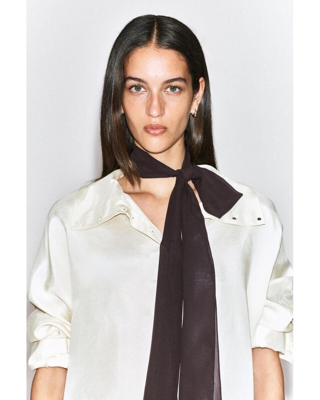 COS White Slim Sheer Silk Scarf