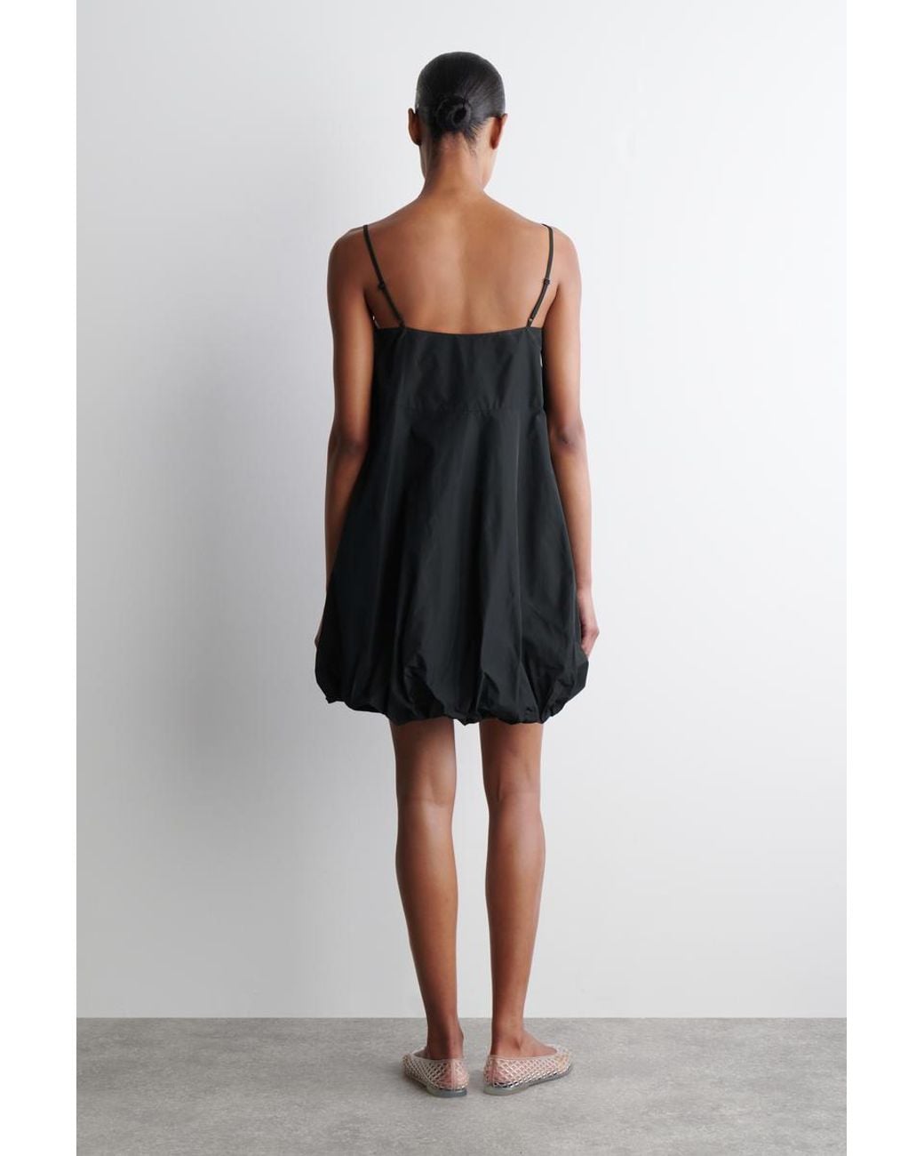 COS Bubble-Hem Mini Dress in Black | Lyst