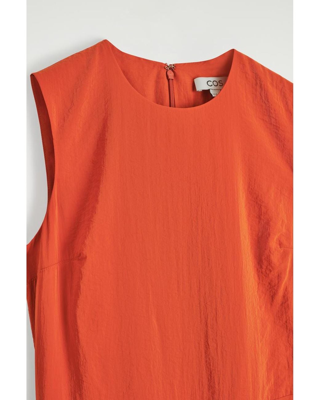 COS Red Sleeveless Bubble-Hem Midi Dress