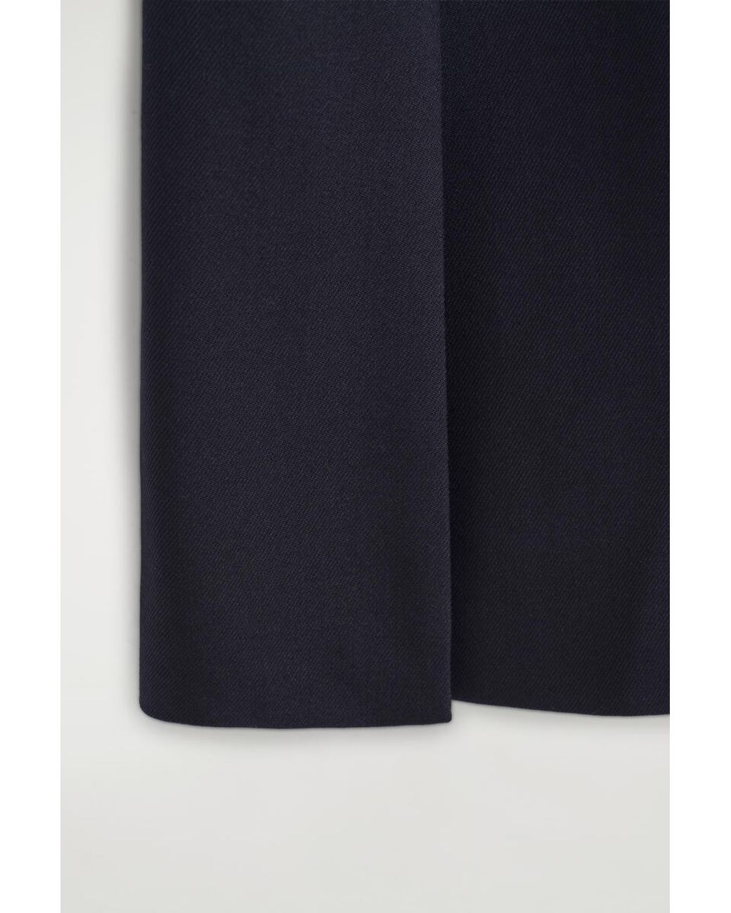 COS Blue Tailored Split-Hem Wool Midi Skirt