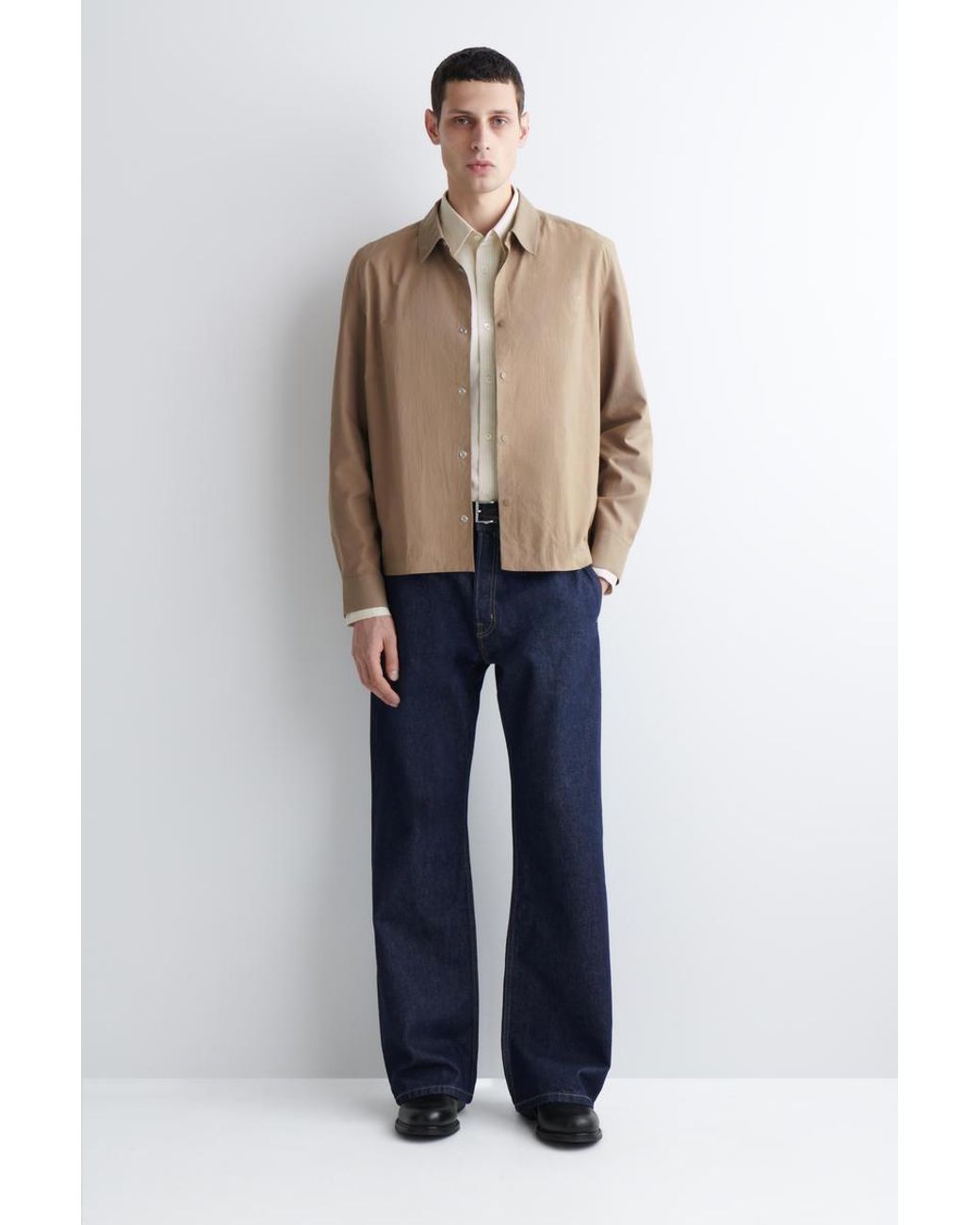COS Natural Contrast-Panel Cotton Overshirt for men