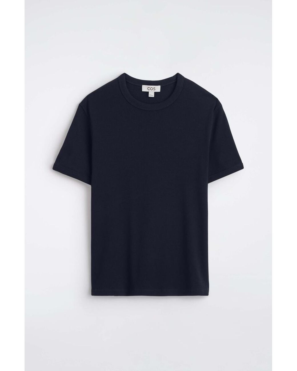 COS Blue Slim Ribbed Cotton T-Shirt for men