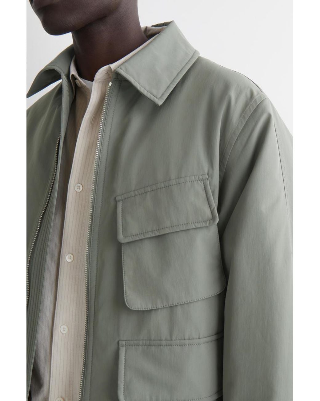 COS Green Padded Nylon Utility Jacket for men