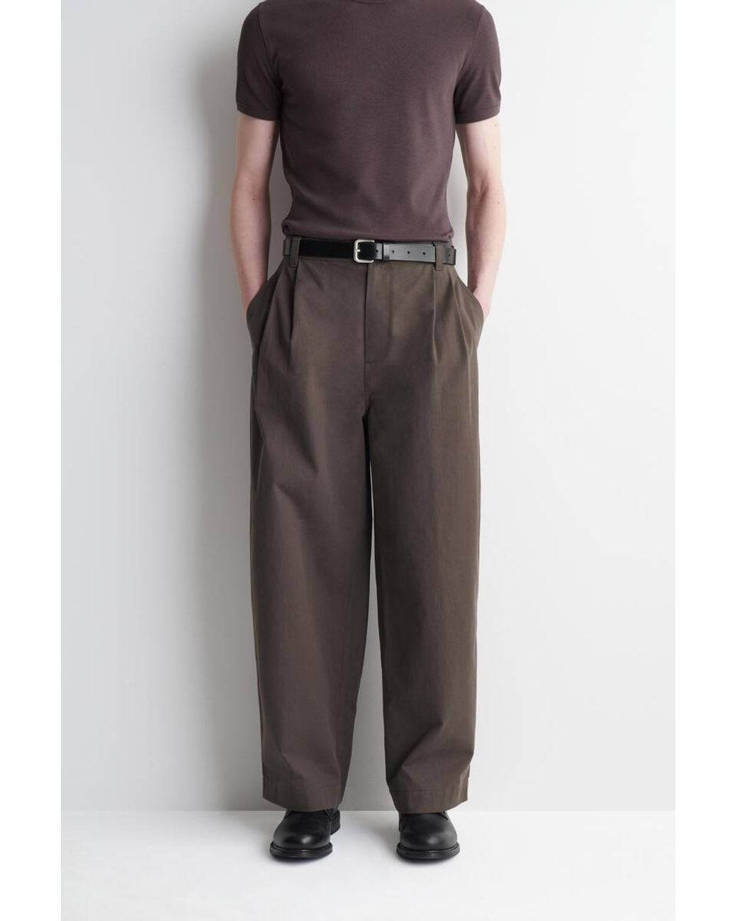 COS Brown Cotton Relaxed-Fit Barrel-Leg Utility Pants for men