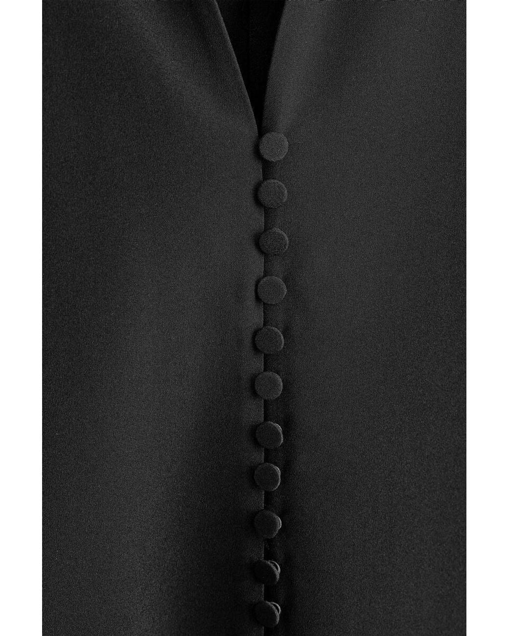 COS Black Button-Detail Silk-Crepe Long Coat