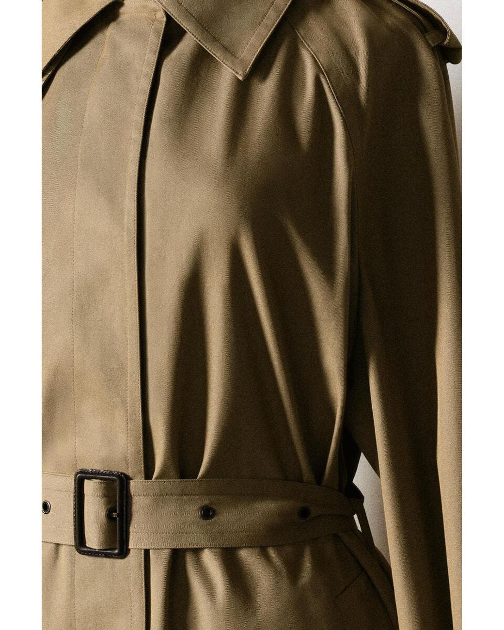 COS Natural Check-Detail Belted Cotton Trench Coat