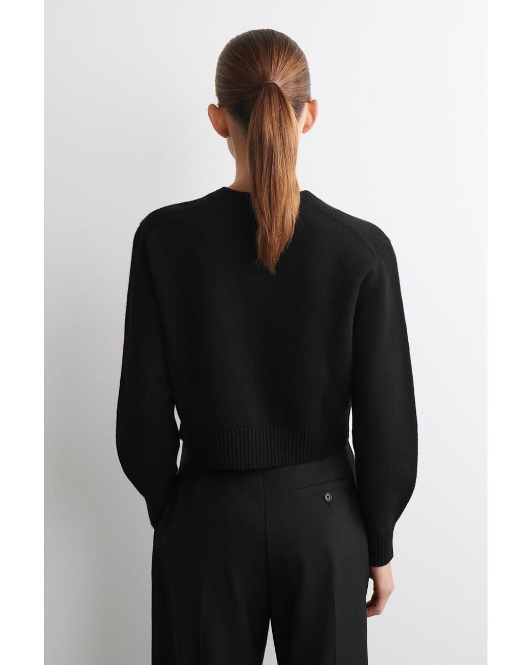 COS Black Merino Wool Cardigan