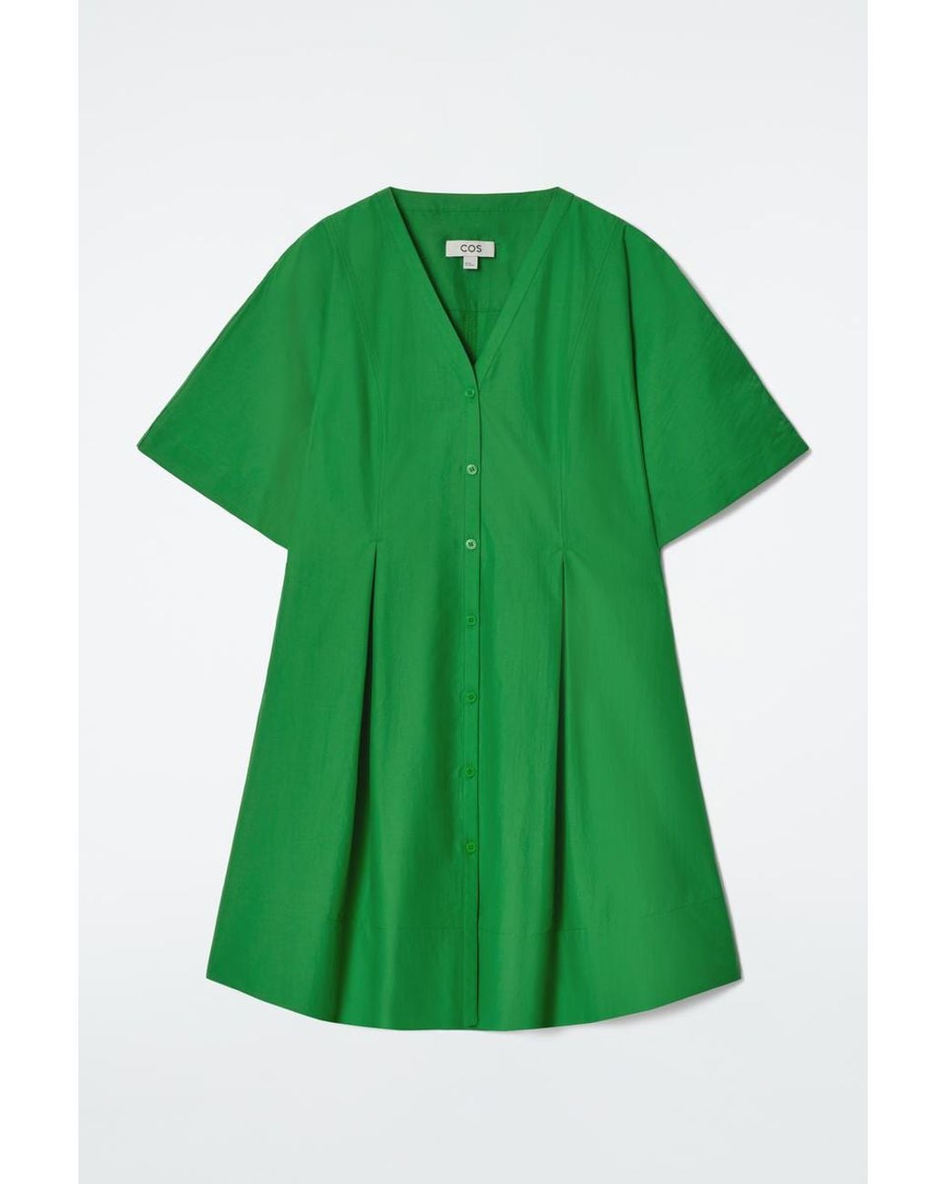 cos green pleated dress A-line Mini in sleeve:long sleeve
