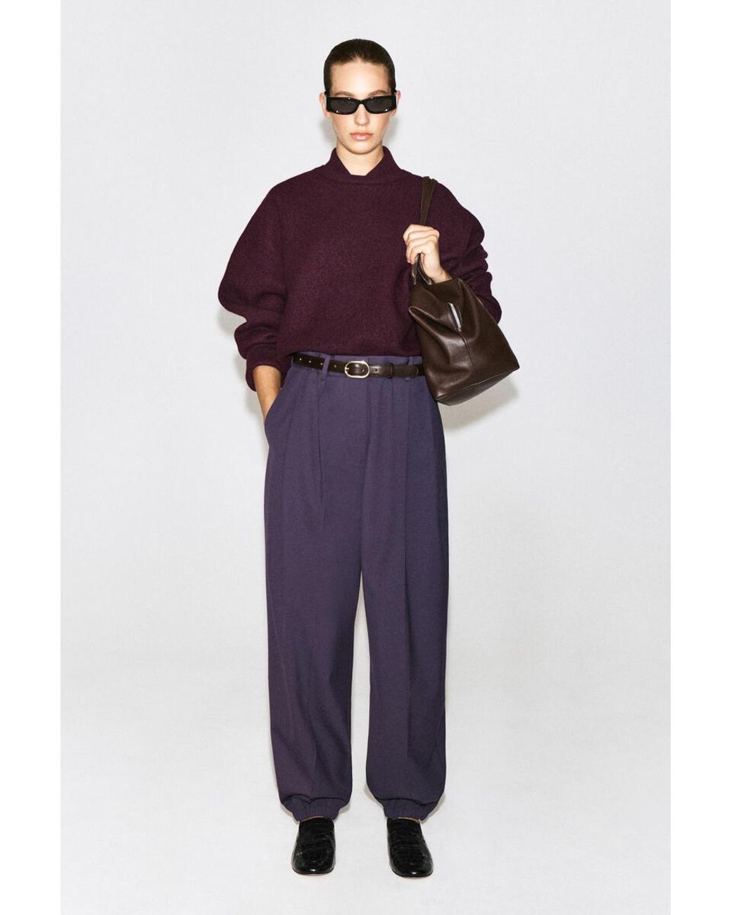 COS Purple Pleated Balloon Trousers