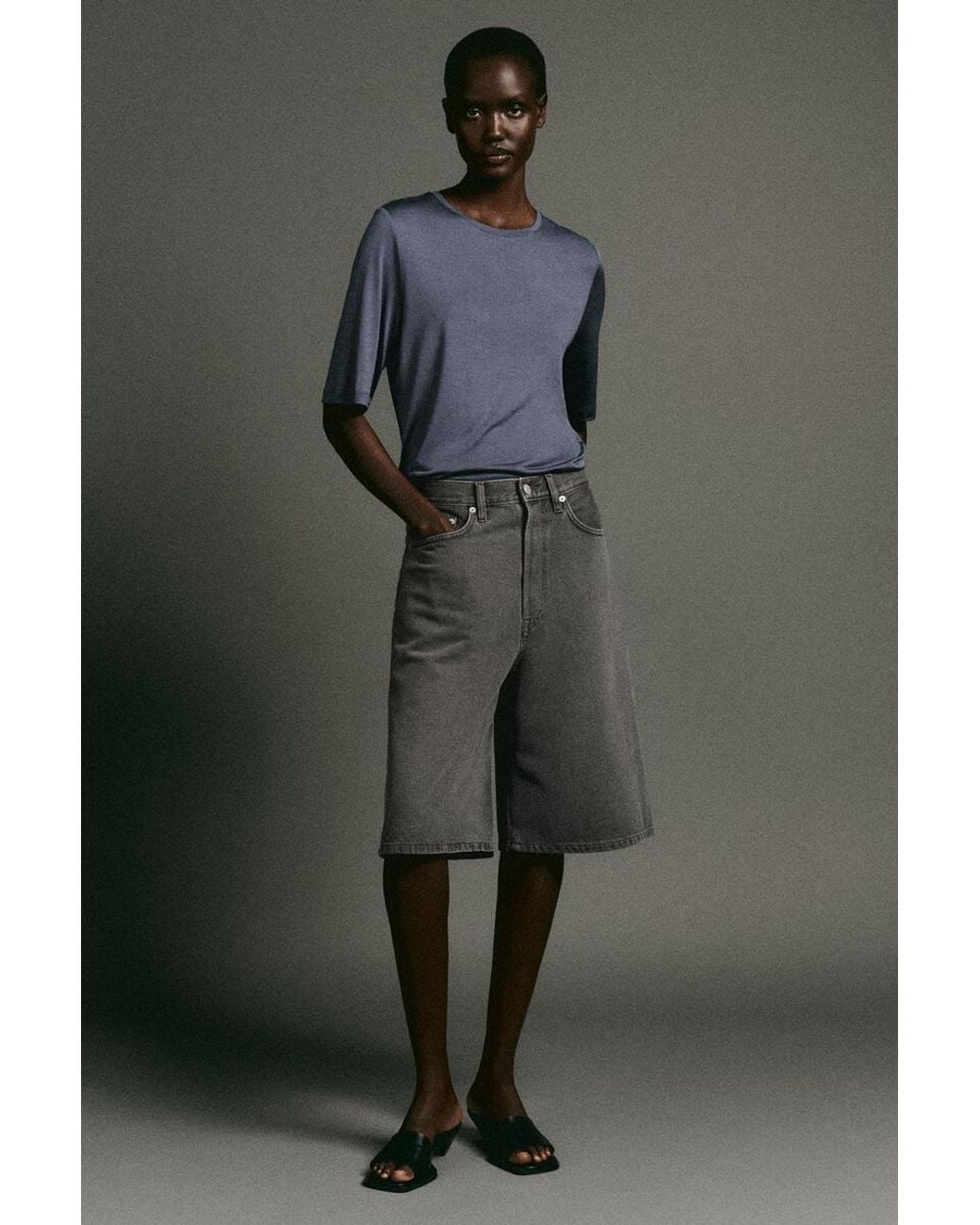 COS Blue Fluid Silk T-Shirt