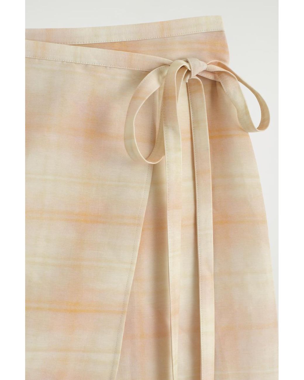 COS Natural Checked Midi Wrap Skirt